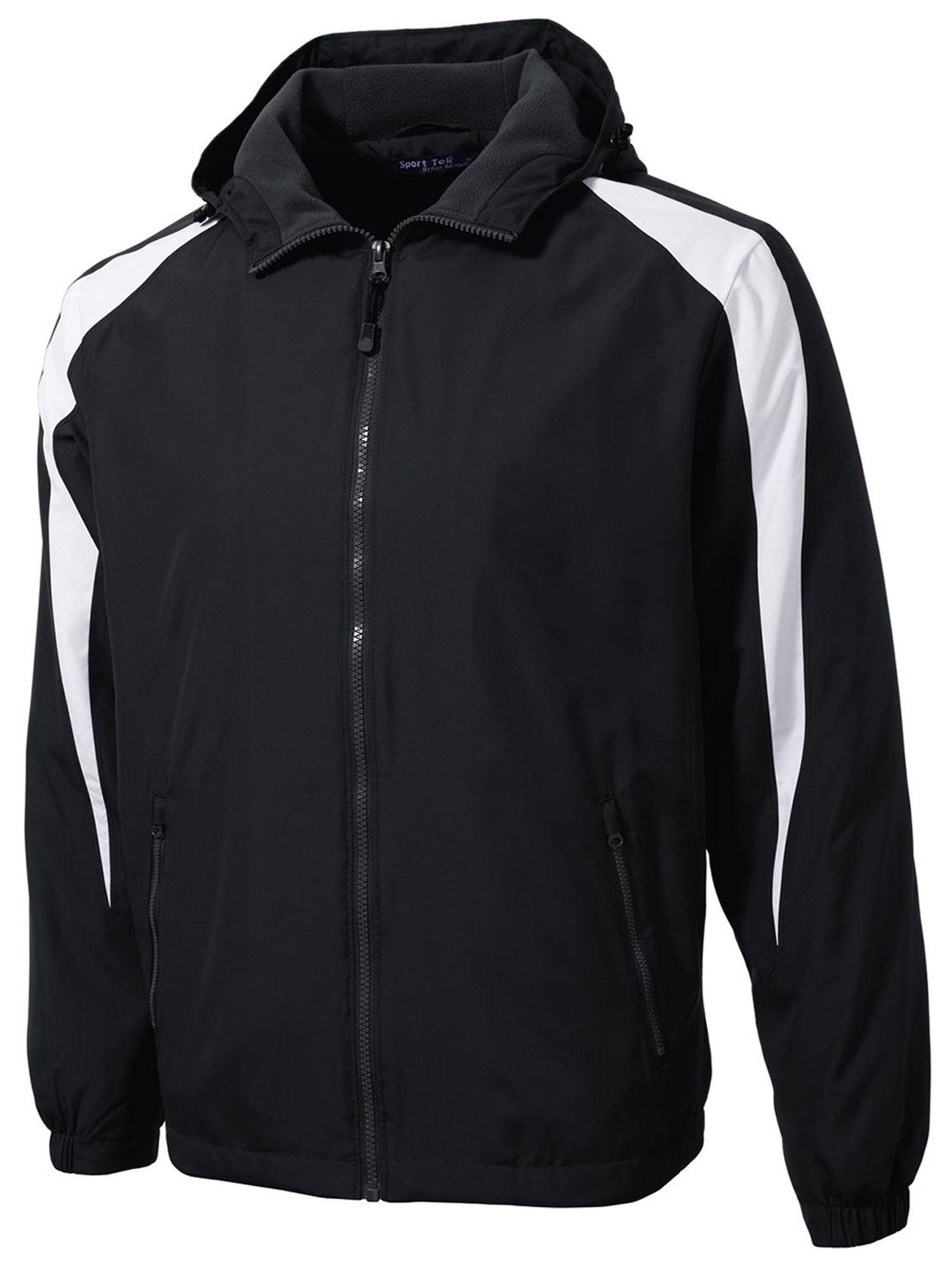 SportTek® FleeceLined Colorblock Jacket. JST81 Black/White XL