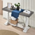 thumbnail image 3 of 53.6-Inch Side Table, Farmhouse Console Table, Spacious Tabletop & Sturdy Pedestal Legs, Entryway Table Sofa Table for Living Room Hall Dining Room (Antique Gray+White), 3 of 8