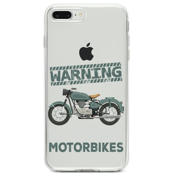 DistinctInk Clear Shockproof Hybrid Case for iPhone 7 PLUS / 8 PLUS (5.5" Screen) TPU Bumper Acrylic Back Tempered Glass Screen Protector - Spontaneously Talking About Motorcycles