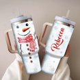 thumbnail image 5 of Personalized Snowman Tumbler 40oz with Handle and Straw Stainless Steel Customized Name Double Wall Vacuum Insulated Tumblers Travel Coffee Mug Christmas Gift For Kid Boy Girl Family, 5 of 6