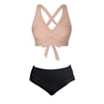 thumbnail image 5 of Antinious Women Period Solid V-Neck Rear Short Bottom Built In Cup Wireless Stylish 2 Piece Bikinis Set, 5 of 5