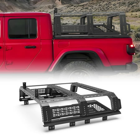 Modular Adjustable Full-size Pickup Roll bar Overland Bed Rack with Molle Panel For Chevrolet S-10/GMC Sonoma/Chevy Colorado/GMC Canyon/Ford Ranger/Jeep/Toyota Tacoma Tundra/Nissan Frontier Titan