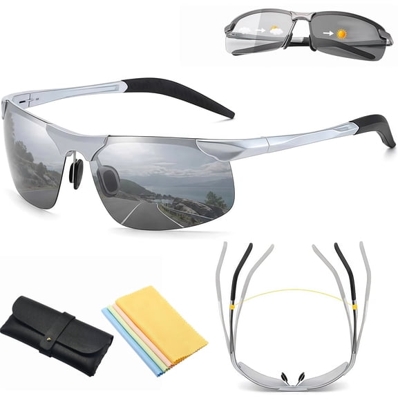 Photochromic Sunglasses with Anti-Glare Polarized Lens, Day & Night Driving Golf Uv400 Protection Z87 Safety Eyewear