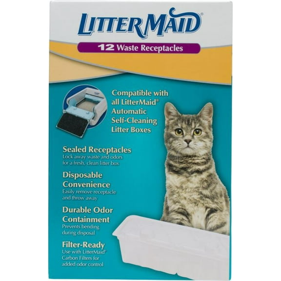 LitterMaid Waste Receptacles for Self-Cleaning Cat Litter Box, 12 Pack