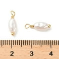 thumbnail image 3 of 100pc Plastic Imitation Pearl Pendants with Real 18K Gold Plated Rack Plating Brass Findings Oval Charm White 13.5x4x3.5mm Hole: 1.6mm, 3 of 3