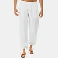 thumbnail image 3 of Lovzfmll Pants for Men Joggers, Men's Sweatpants with Pockets Button Athletic Pants Cotton and Linen Solid Color Casual Loose Fashionable Drawstring Traning Track Pants Joggers for Men White XL, 3 of 7