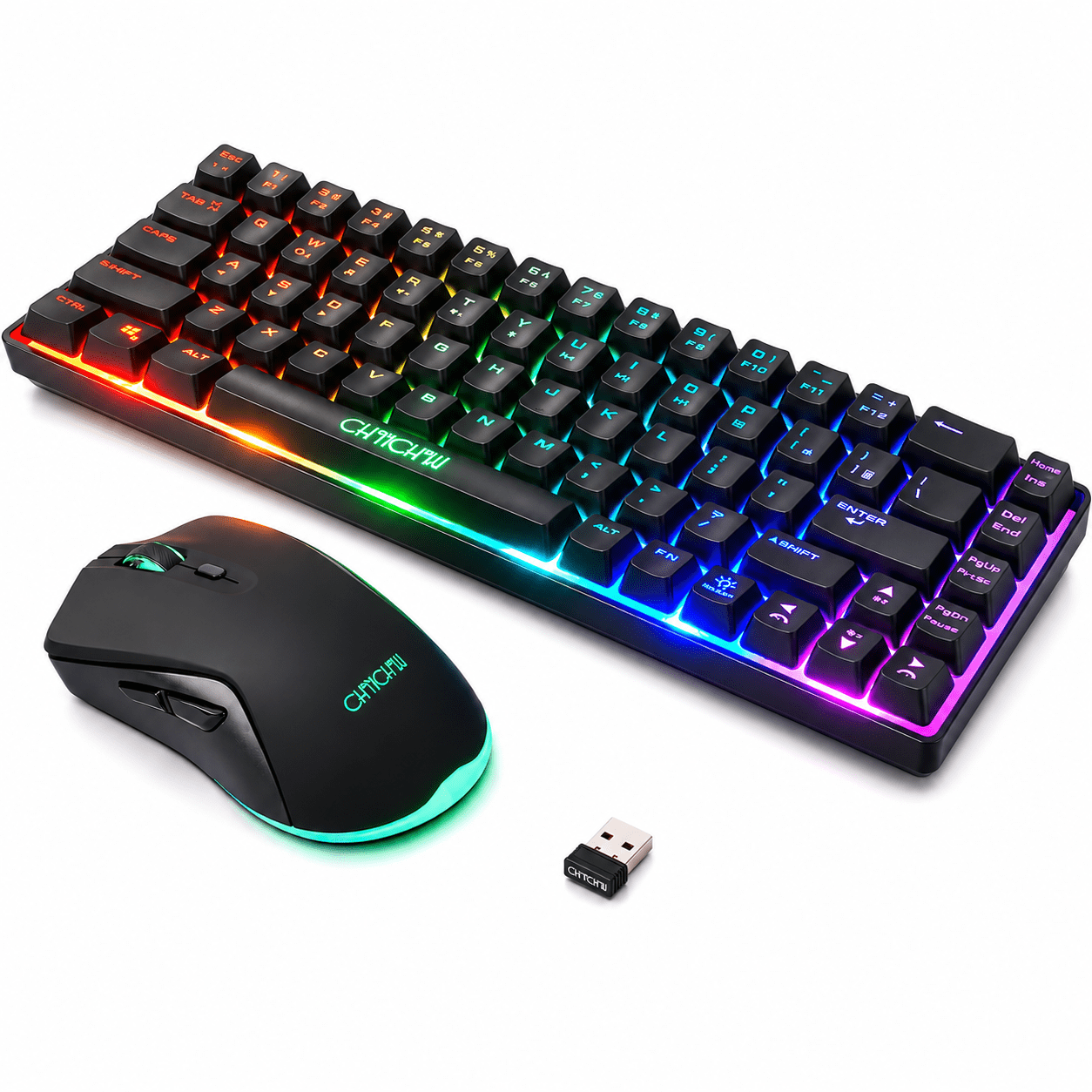 ZIYOULANG T50 Wireless RGB Gaming Keyboard & Mouse, 64 Keys