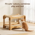 thumbnail image 2 of Double-Decker Cat Bed with Sisal Mat, 2-Tier Wooden Cat Scratcher Lounge with Hanging Balls, Elevated Cat Hammock for Indoor Cats, Multi-Level Cat Furniture for Kittens & Large Cats, 2 of 12