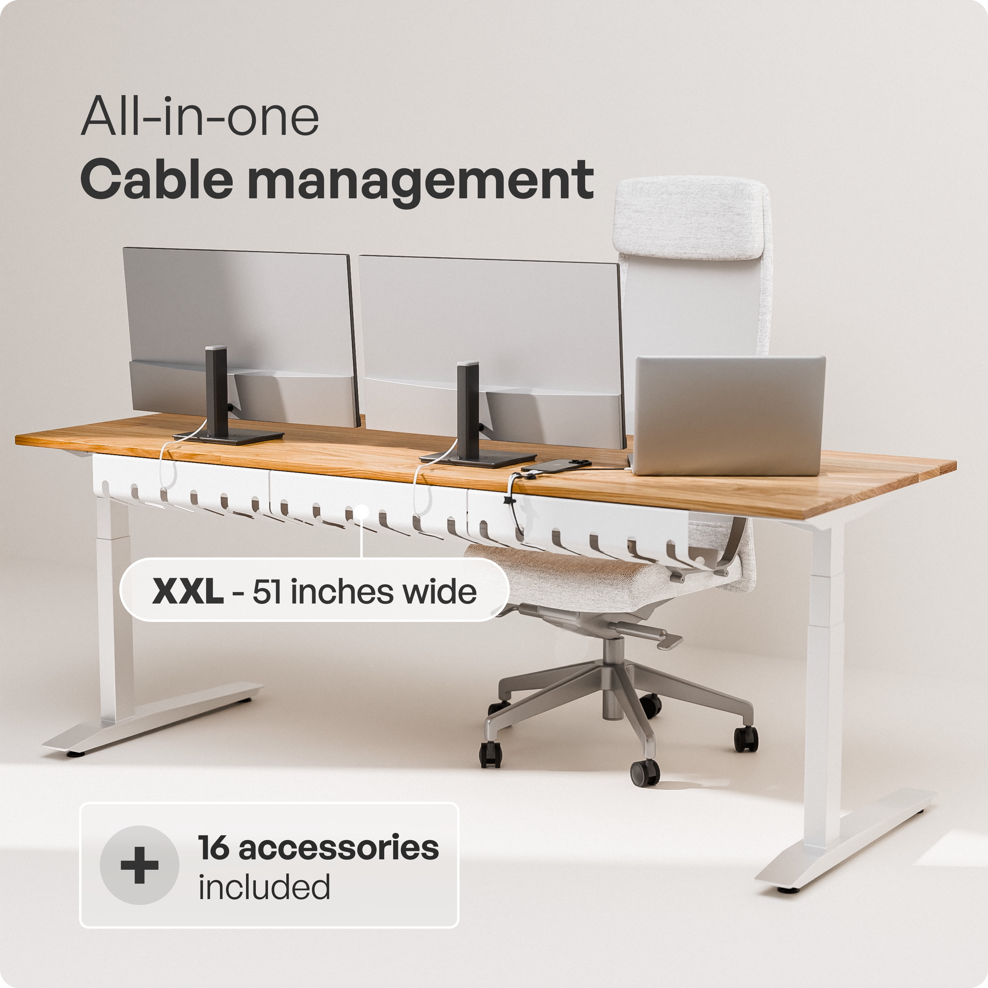 pamo Cable Management Under Desk for Easy mounting Under-Table I Set of 3 - with 10X Cable Ties I Desk Organizer for Office/Home Office Table Thoughtful Cable Tray Holder
