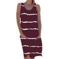 thumbnail image 3 of Vestido tipo túnica con estampado de rayas sueltas para mujer, sin mangas, hasta la rodilla, con vuelo, 3 of 5