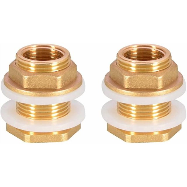 UYUYong 2 Pieces DN20 3/4 Brass Water Tank Water Pipe Fitting Adapter Faucet Rain Bucket Socket Brass Tank Socket for Faucet Rain Bucket Water Tank