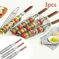 thumbnail image 1 of TIMIFIS B B Q 3Pcs Internet Stainless Steel Bbq Barbecue Basket (Wood Handle) Kitchen Gadgets, 1 of 6