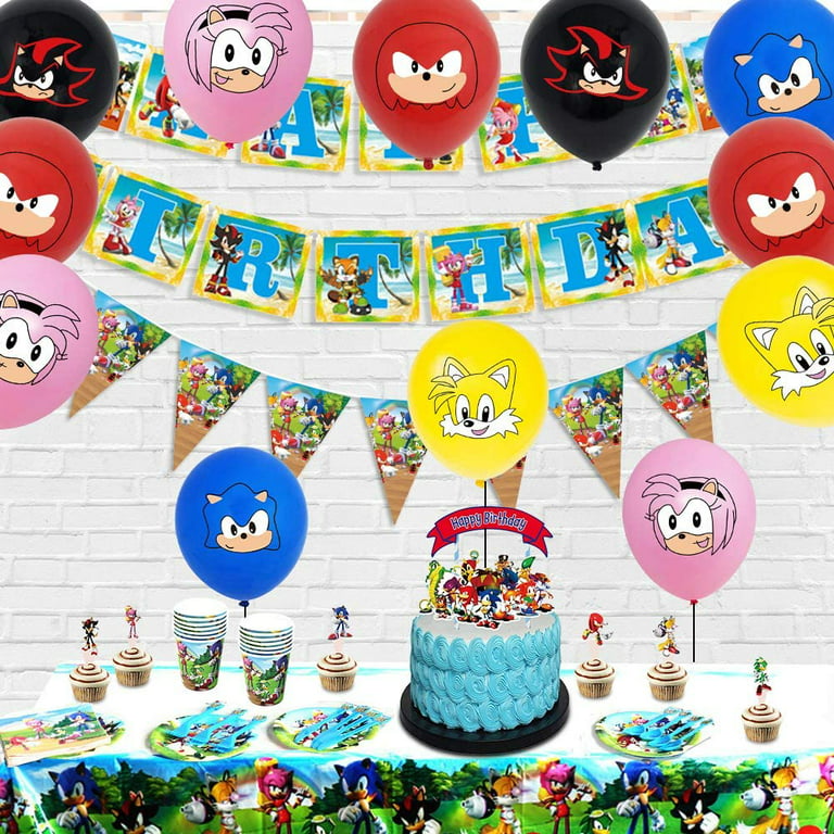 Sonic Birthday Party Decorate Cartoon Balloons Children Toys Gifts Paper  Disposable Napkin Cup Plate Back Drop Cake Topper - AliExpress