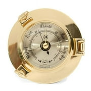 Bey-Berk International SB406 Lacquered Brass Porthole Barometer with Beveled Glass - Gold