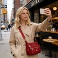 thumbnail image 5 of Large Capacity Women's Crossbody Bag - Stylish Multi Pocket Shoulder Bag for Commuters, Lightweight Oxford Fabric, Adjustable Strap, Ideal for Travel, Shopping, and Daily Use Red, 5 of 6