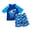 Blue Shark, variant on Boys Two Piece Rash Guard Swimsuits Kids Short Sleeve Sunsuit Shark Prints Swimwear Sets Toddler Bathing Suit with Sun Hat