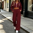 thumbnail image 6 of Brnmyaeo Sweatsuits for Women Long Sleeve Zip Up Crop Hooded Jacket Wide Leg Sweatpants Set 2026 Fall Fleece Lined 2 Piece Tracksuit Sets, 6 of 8