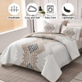 thumbnail image 2 of Boho Quilt California King Size, 3 Piece  Texture Bedspread Coverlet Set Khaki Soft Quilt Set Lightweight Bedding Set Geometric Bohemian Bedspread with 2 Pillowcases (Khaki, 96"x112"), 2 of 6