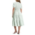thumbnail image 3 of Vestido de cuadros para mujer Inspire Chic, vestido midi con volantes, escote en V, decoración de botones, color verde, talla L, 3 of 6