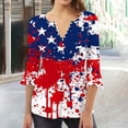thumbnail image 2 of Kvture 4th of July Tops for Women Henley V Neck Button 3/4 Sleeve Blouse Independence Day Patriotic T Shirts Summer B Red Tees XXL, 2 of 5