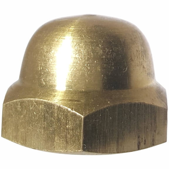 4-40 Hex Cap Nuts, Solid Brass, Grade 360, Commercial, Plain Finish, Quantity 50