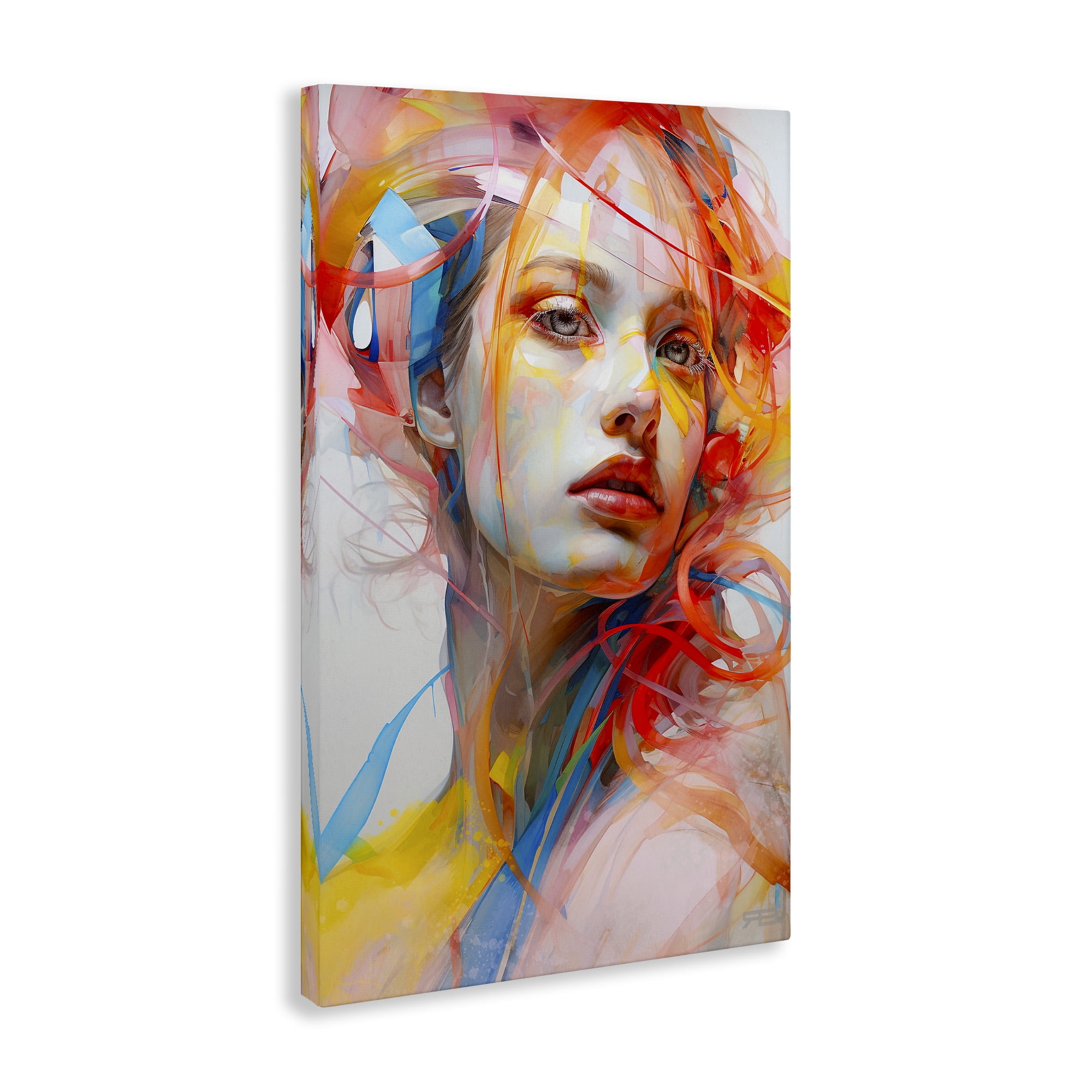 Stupell Industries Swirling Hair Portrait Novelty Painting Gallery Wrapped Canvas Art Print Wall Art, 24 x 36