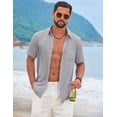 thumbnail image 5 of COOFANDY Men's Short Sleeve Casual Button Down Shirts Summer Beach Wedding Textured Linen Shirt for Men, 5 of 7