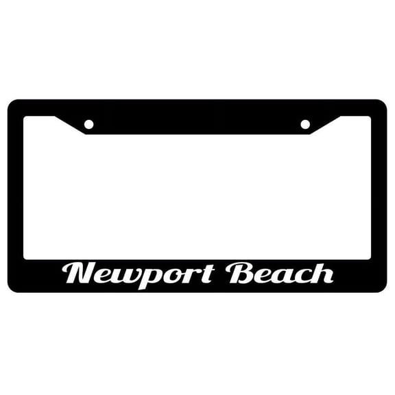 Newport Beach Black Plastic License Plate Frame