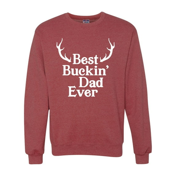 Wild Bobby, Best Buckin Dad Ever Funny Hunting, Father's Day, Unisex Crewneck Graphic Sweatshirt, Vintage Heather Red, Medium