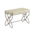 thumbnail image 2 of ACME Priya II Upholstered Bench with Metal Tube in White and Light Purple, 2 of 3