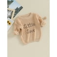 thumbnail image 3 of Bslissey Little Girls Boys Knitted Sweater Toddler Long Sleeve Letter Embroidery Crew Neck Pullovers Kids Loose Warm Knitwear Tops for Casual Daily 18M-5T, 3 of 8