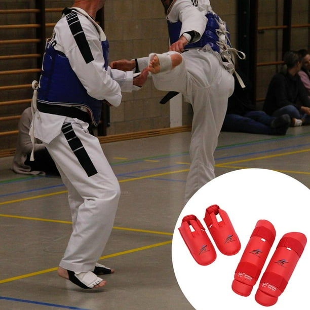 Espinilleras Protectores de empeine Protector de piernas Protector acolchado para entrenamiento de pie y empeine rojo Cola equipo de espinilleras