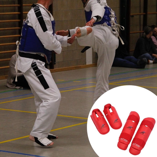 Espinilleras Protector de Empeine Protector rna Protector Taekwondo rojo shamjiam equipo de espinilleras