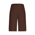 thumbnail image 4 of Summer Pants for Women Solid Color Casual Capri Pants Comfortable Stretch Basic Leggings For Everyday Wear Women's Casual Work Clothes Leopard Dress Women Workout Miniature Womens Brown M, 4 of 5