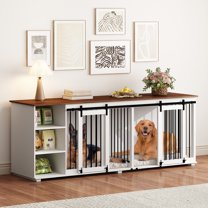 Curated visual reference: Picture Idea: Pefilos 38 Dog Crate With Feeding Bowl Wheels Three Doors