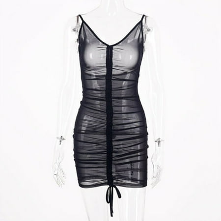 

Roliyen Lingerie For Women Ladies Sheer Mesh Holiday Summer Beach Bod-Ycon Party Mini Neon Dress Nightgowns For Women