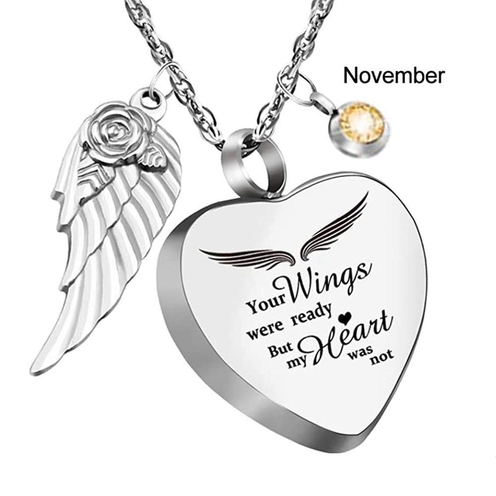 Women Man Pendant Necklace Love Heart Ash Urn Cremation Memorial Stainless Steel 