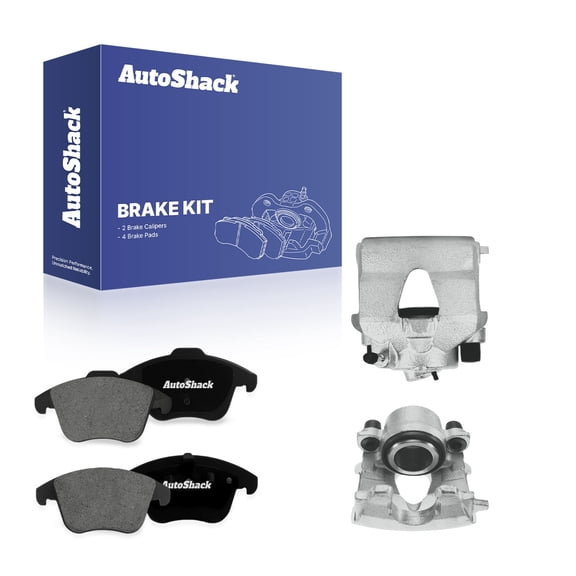 AutoShack Front Brake Calipers & Premium Ceramic Brake Pads for Volkswagen, Jetta 2011-2015, FWD L4 2.0L