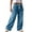 Blue, variant on Women's Cargo Jeans Drawstring Elastic Waist Wide Leg Denim Pants Loose Fit Trousers with Side Pockets Sky Blue Size S