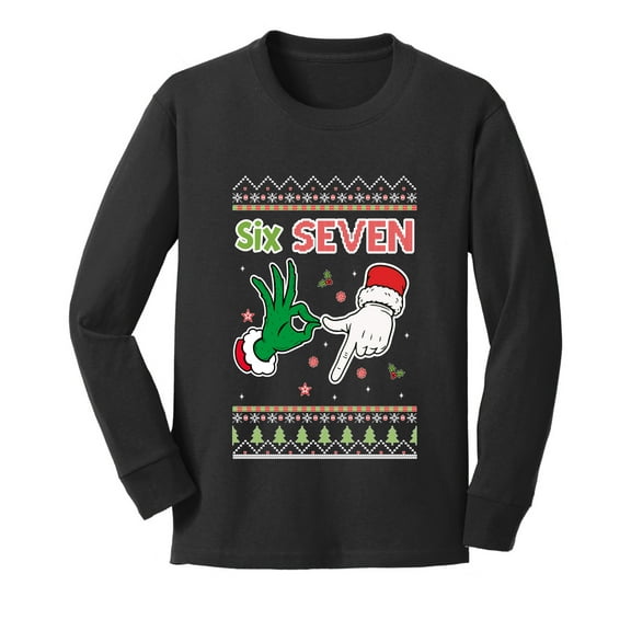 Wild Bobby 6 7 Christmas Hands Christmas Sweater Design | Holiday Youth Longsleeve Shirt