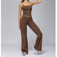 thumbnail image 6 of PISONIC Womens Workout Sets Two Piece Spaghetti Straps Crop Top Matching Straight Leg Pants Gym Work Pilates Outfits, 6 of 6