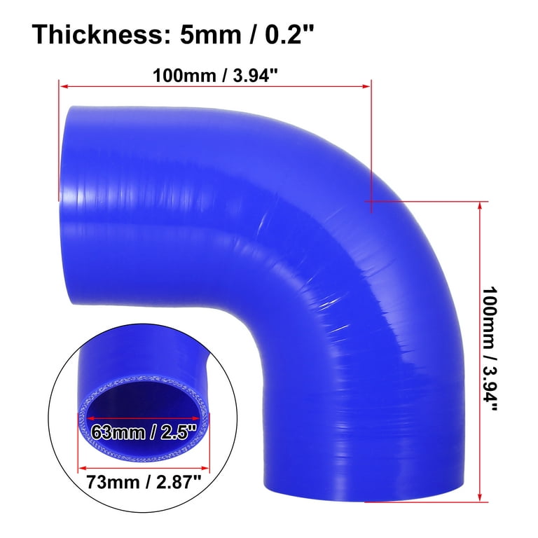 Vehicle 63mm 2.5 ID 90 Degree Elbow Coupler Silicone Hose Intercooler Tube  Blue 