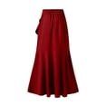 thumbnail image 4 of Faldas largas Falda larga casual para damas Una línea Asimétrica Color sólido Estilo sexy Traje diario Ygjytge Vino rojo T S para Mujer, 4 of 8