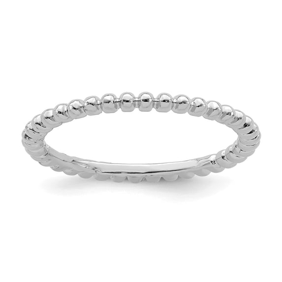 Sterling Silver Stackable Expressions Rhodium Plated Beaded Ring Size 5