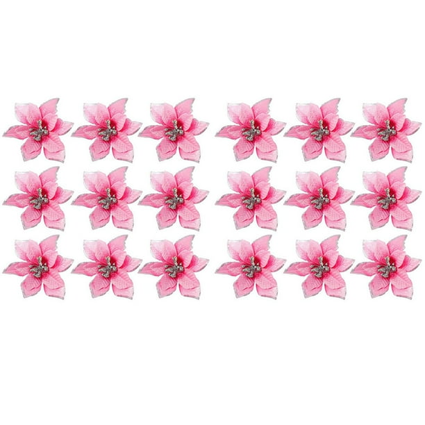 100x Poinsettia Brillo Guirnalda de Decoración de Selecciones de Flores de Seda Artificial de 5 Pulgadas Guirnalda(Rosa)