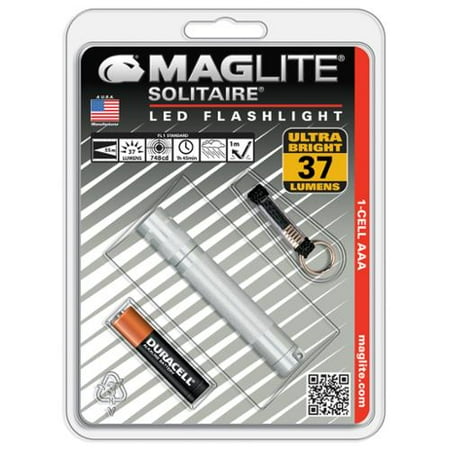 Maglite Solitaire Silver LED 37 Lumens Flashlight w/ Lanyard & Battery - SJ3A106