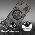 thumbnail image 4 of Case for iPhone 13, [Compatible with MagSafe] Rose Pattern Flower Floral Print Design Case  Wireless Charging Soft TPU Bumper Hard PC Back Anti-Drop Shockproof Protective Cover - Black, 4 of 14