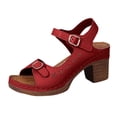 thumbnail image 6 of Rokment Women's Platform Heeled Dressy Sandals Summer Fashion Hollow out Leather Buckles Chunky Stackable High Heels Dress Sandals for Ladies D Size 9, 6 of 7