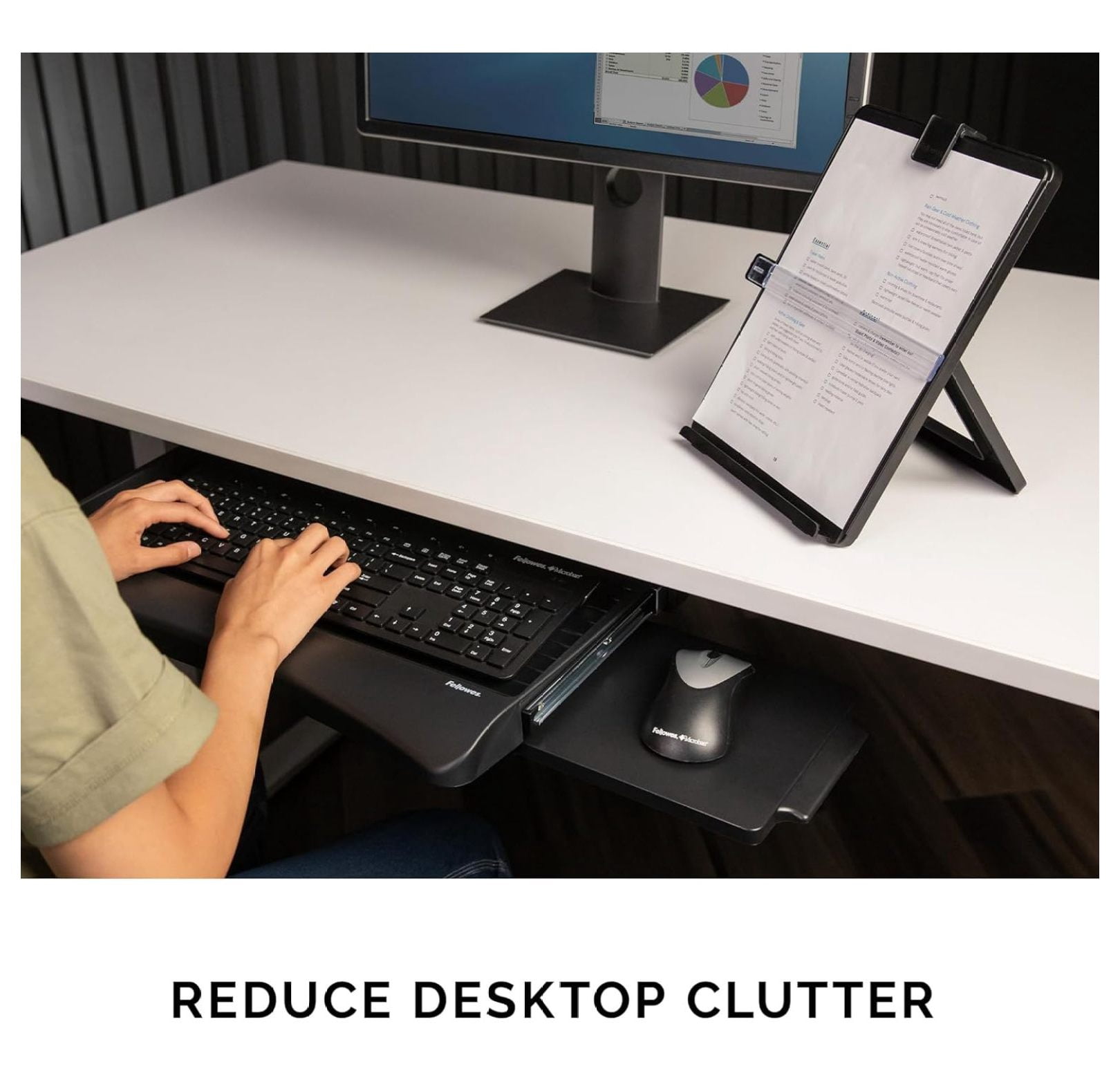 Under Desk Keyboard Tray, Adjustable Height Keyboard Drawer with Mouse Pad, Black/Silver - Ergonomic Office Accessories