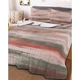 thumbnail image 3 of Quilts Twin-XL Size Bedding Set, Coral Red Brown Ombre Lightweight Quilted Comforter, Vintage Shabby Red Abstract Art Soft Reversible Bedspread Coverlet with Pillow Covers for All Season, 68" x 98", 3 of 7
